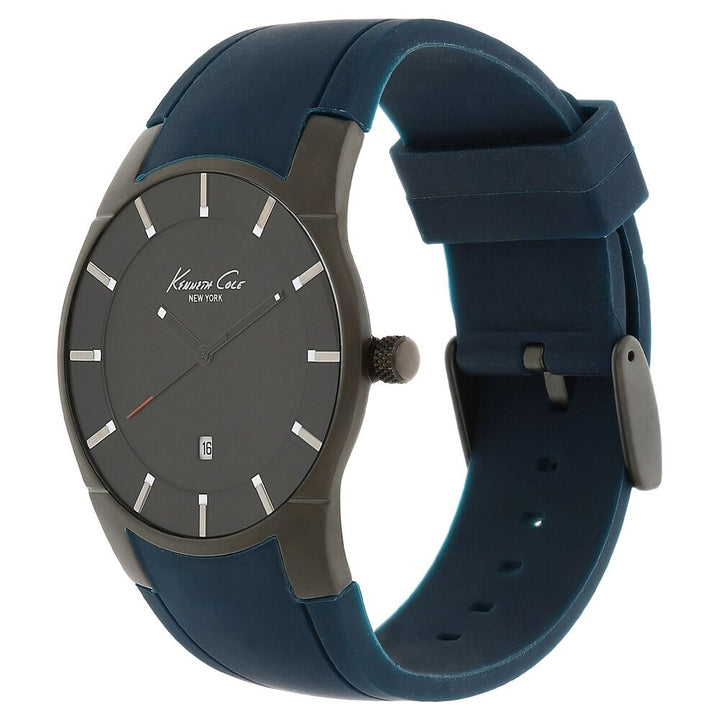 Kenneth Cole Quartz Analog with Date Black Dial Silicone Strap Watch for Men-NCKC10027724MN