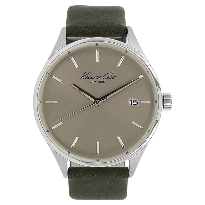 Kenneth Cole Quartz Analog Grey Dial Leather Strap Watch for Men-KC10029308MNJ