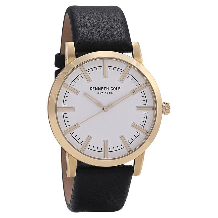 Kenneth Cole Quartz Analog White Dial Leather Strap Watch for Men-KC10030810MNJ