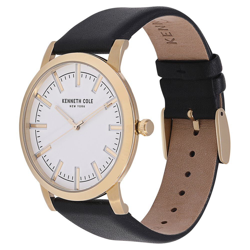 Kenneth Cole Quartz Analog White Dial Leather Strap Watch for Men-KC10030810MNJ