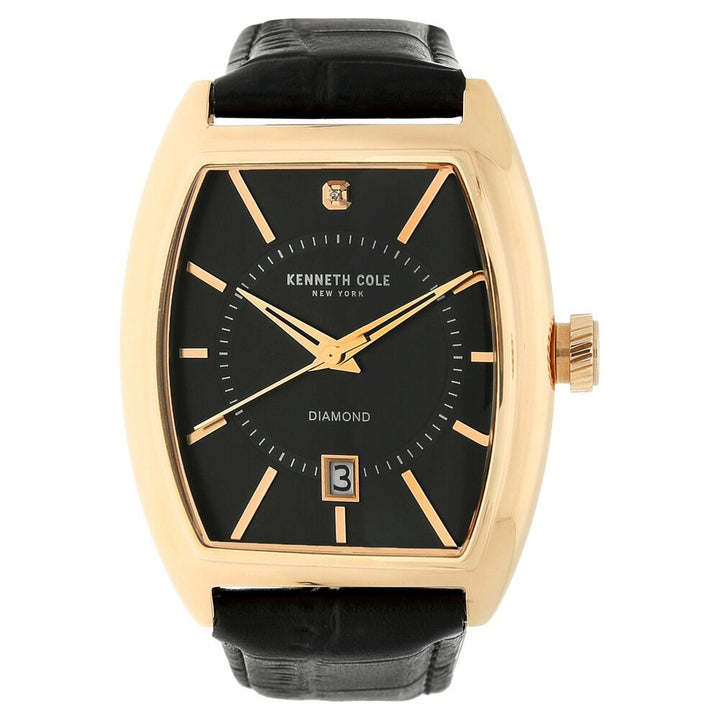 Kenneth Cole Quartz Analog Black Dial Leather Strap Watch for Men-KC10030819MNJ