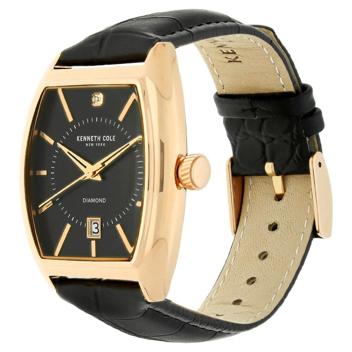 Kenneth Cole Quartz Analog Black Dial Leather Strap Watch for Men-KC10030819MNJ