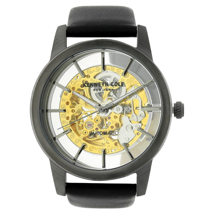 Kenneth Cole Automatic Transparent Dial Leather Strap Watch for Men-KC10031272MNJ