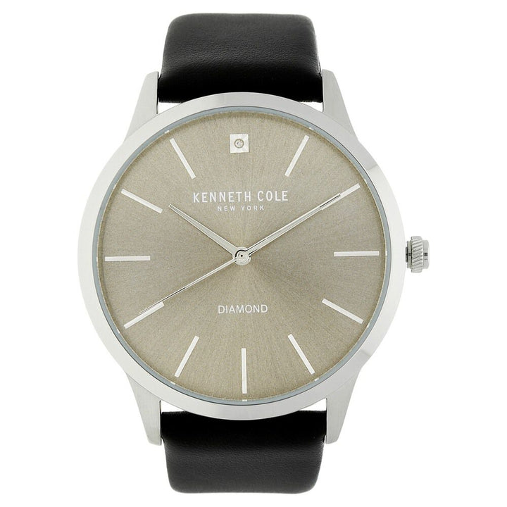 Kenneth Cole Quartz Analog Grey Dial Leather Strap Watch for Men-KC10031277MNJ