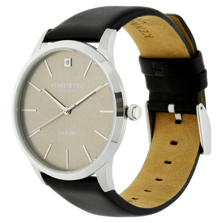 Kenneth Cole Quartz Analog Grey Dial Leather Strap Watch for Men-KC10031277MNJ