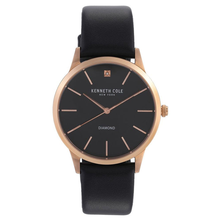 Kenneth Cole Quartz Analog Black Dial Leather Strap Watch for Men-KC10031278MNJ
