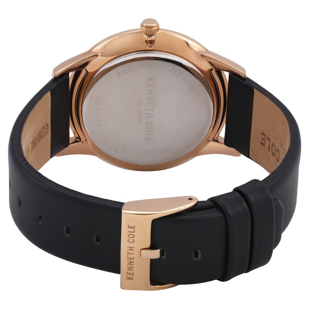 Kenneth Cole Quartz Analog Black Dial Leather Strap Watch for Men-KC10031278MNJ
