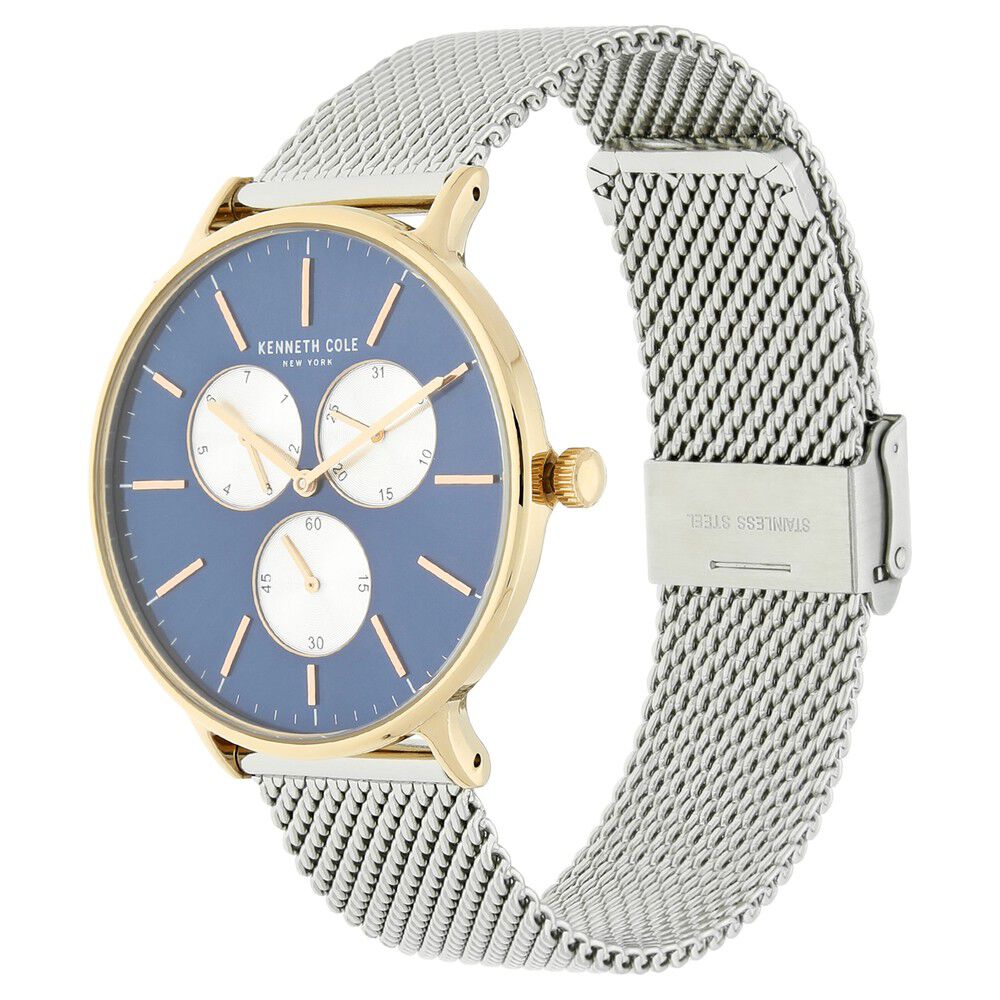 Kenneth Cole Quartz Multifunction Blue Dial Stainless Steel Strap Watch for Men-KC14946010MN