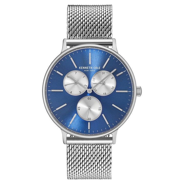 Kenneth Cole Quartz Chronograph Blue Dial Stainless Steel Strap Watch for Men-NCKC14946011MN