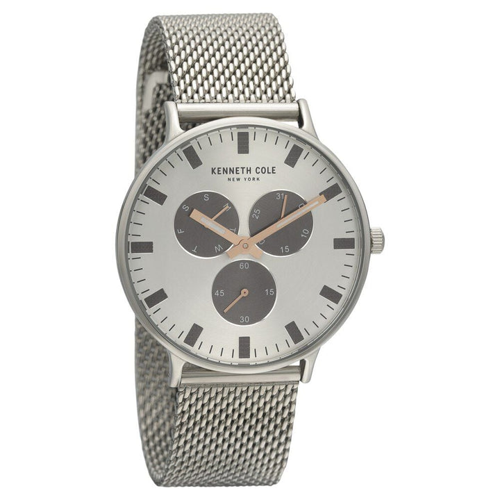 Kenneth Cole Quartz Chronograph Silver Dial Stainless Steel Strap Watch for Men-NCKC14946014MN