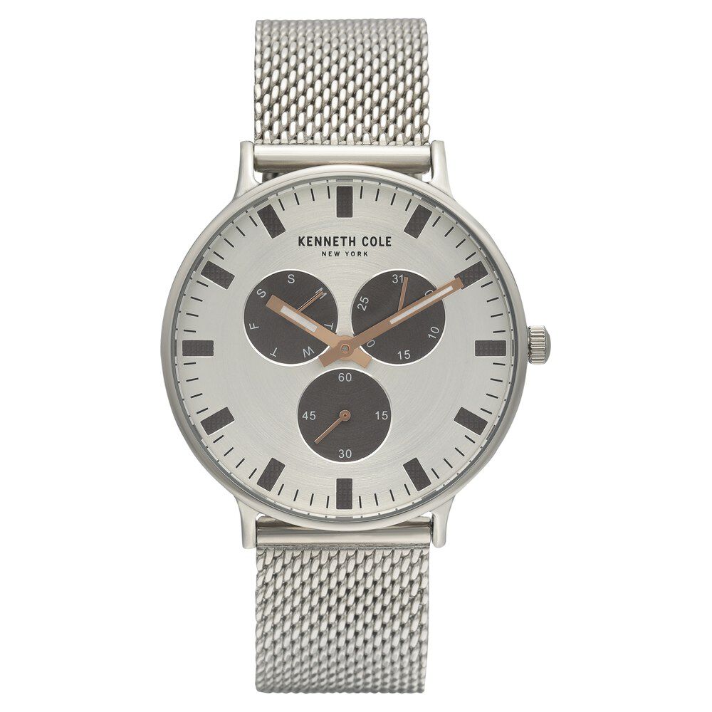 Kenneth Cole Quartz Chronograph Silver Dial Stainless Steel Strap Watch for Men-NCKC14946014MN