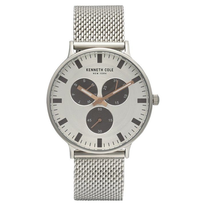 Kenneth Cole Quartz Chronograph Silver Dial Stainless Steel Strap Watch for Men-NCKC14946014MN
