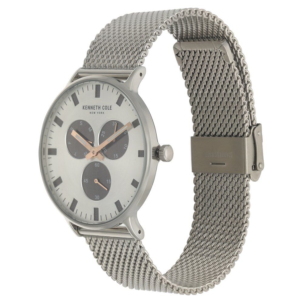 Kenneth Cole Quartz Chronograph Silver Dial Stainless Steel Strap Watch for Men-NCKC14946014MN