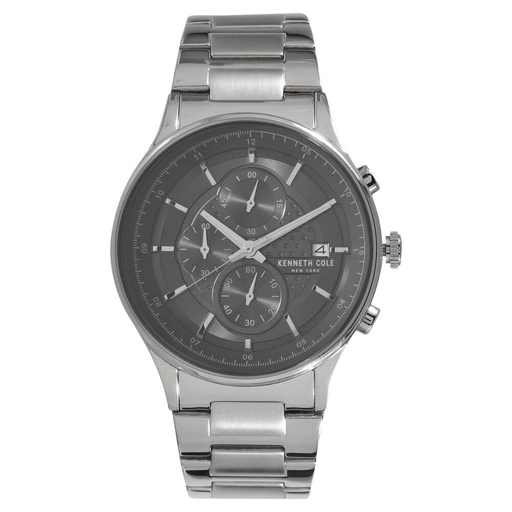 Kenneth Cole Quartz Chronograph Grey Dial Metal Strap Watch for Men-NCKC15101001MN