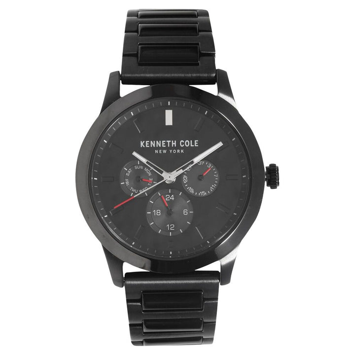 Kenneth Cole Quartz Multifunction Black Dial Metal Strap Watch for Men-NCKC15102002MN