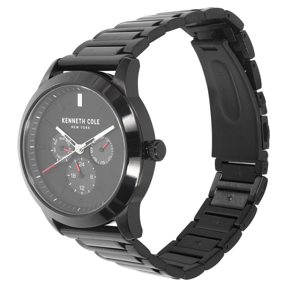 Kenneth Cole Quartz Multifunction Black Dial Metal Strap Watch for Men-NCKC15102002MN