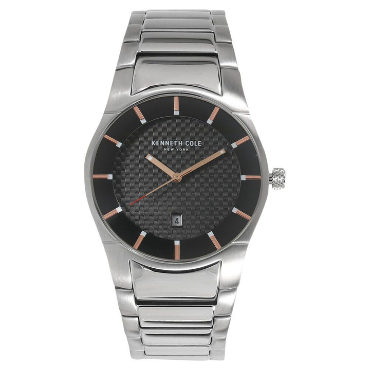 Kenneth Cole Quartz Analog with Date Black Dial Metal Strap Watch for Men-NCKC15103001MN