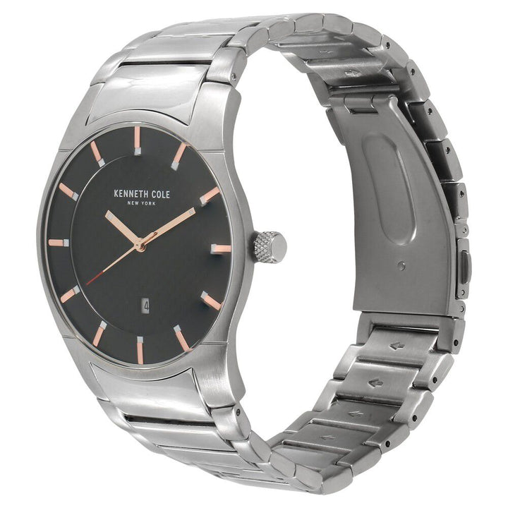 Kenneth Cole Quartz Analog with Date Black Dial Metal Strap Watch for Men-NCKC15103001MN