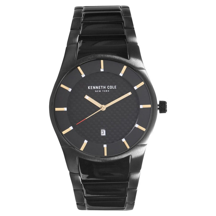 Kenneth Cole Quartz Analog with Date Black Dial Metal Strap Watch for Men-NCKC15103002MN
