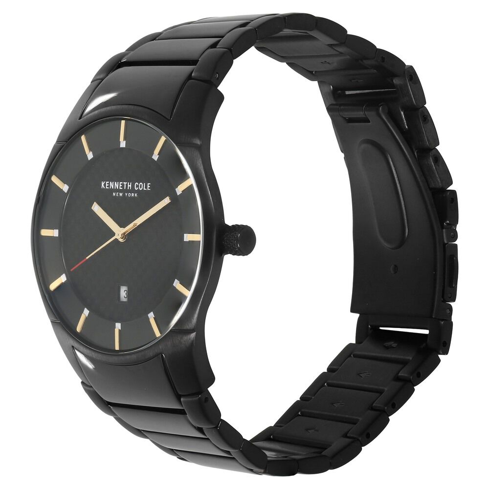 Kenneth Cole Quartz Analog with Date Black Dial Metal Strap Watch for Men-NCKC15103002MN