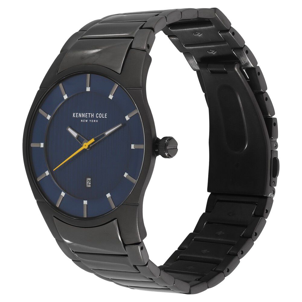 Kenneth Cole Quartz Analog with Date Blue Dial Metal Strap Watch for Men-KC15103012MN