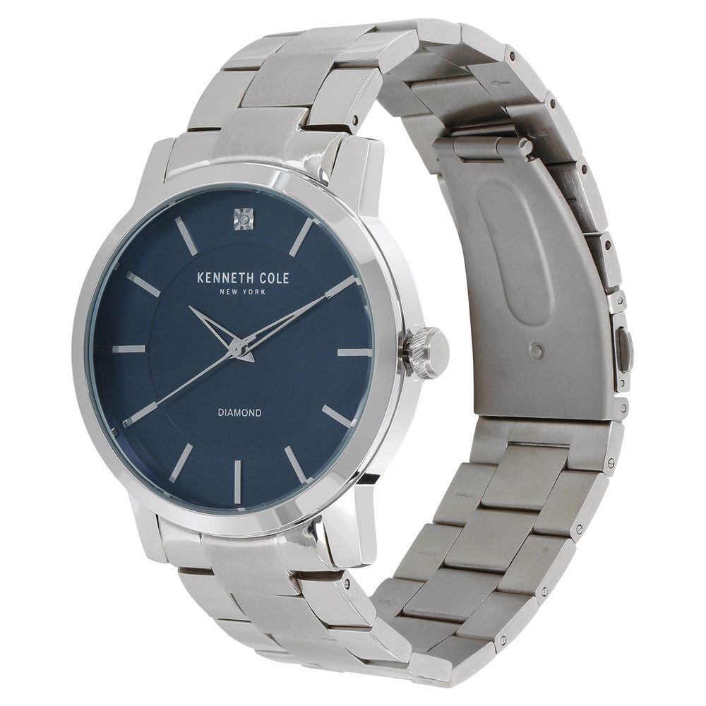 Kenneth Cole Quartz Analog Blue Dial Stainless Steel Strap Watch for Men-NCKC15114002MN