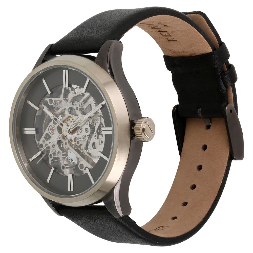 Kenneth Cole Automatic Grey Dial Leather Strap Watch for Men-NCKC15171004MN