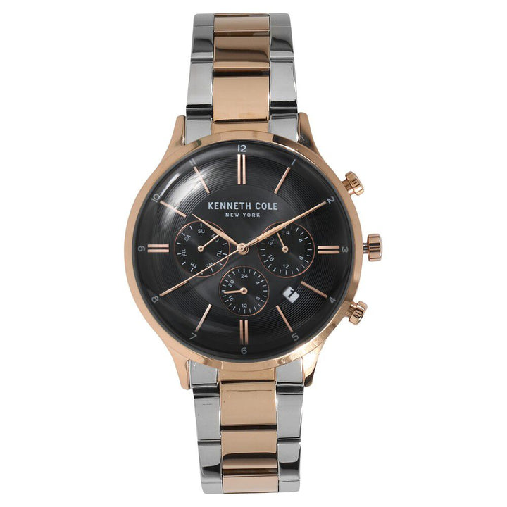 Kenneth Cole Quartz Multifunction Black Dial Metal Strap Watch for Men-KC15177002MN