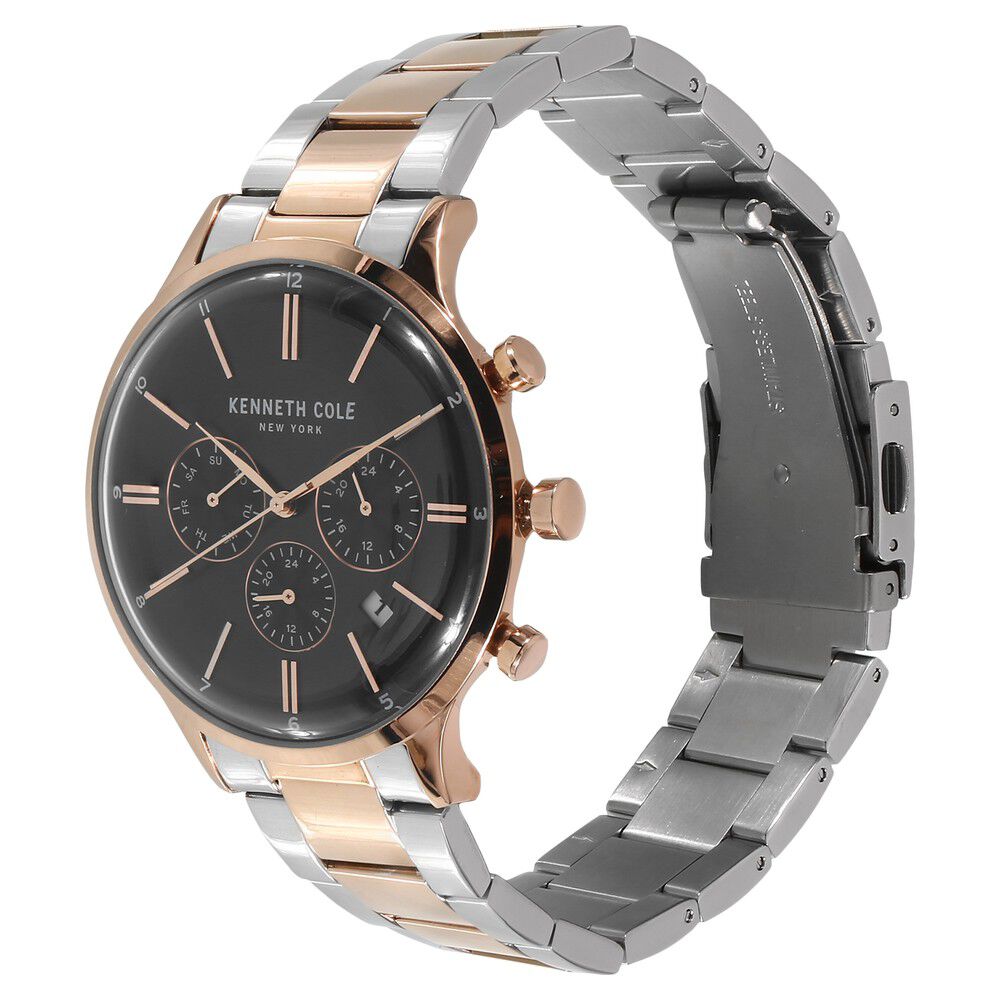 Kenneth Cole Quartz Multifunction Black Dial Metal Strap Watch for Men-KC15177002MN
