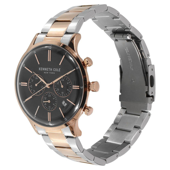 Kenneth Cole Quartz Multifunction Black Dial Metal Strap Watch for Men-KC15177002MN