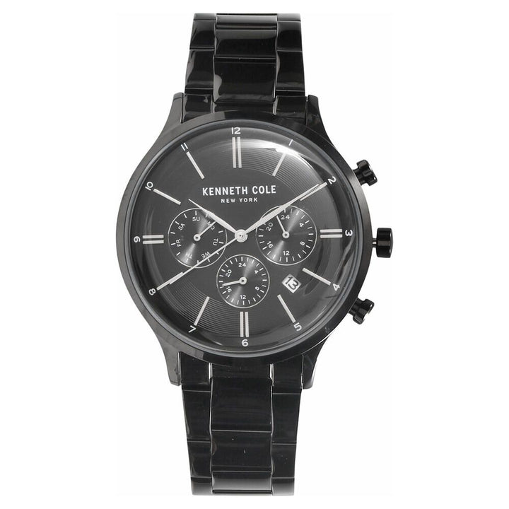 Kenneth Cole Quartz Multifunction Black Dial Metal Strap Watch for Men-NCKC15177003MN