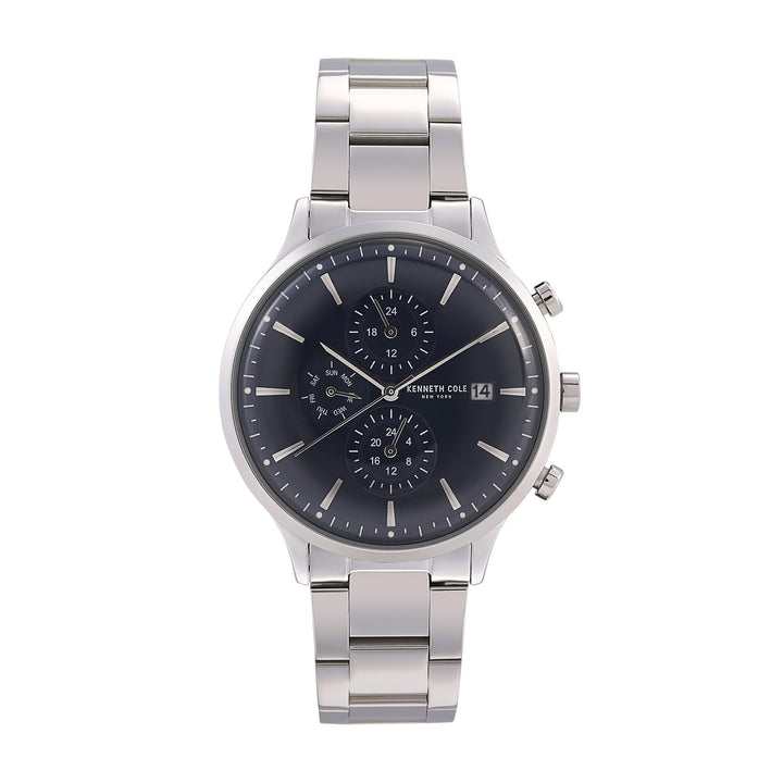 Kenneth Cole Quartz Multifunction Blue Dial Stainless Steel Strap Watch for Men-NCKC15181004MN