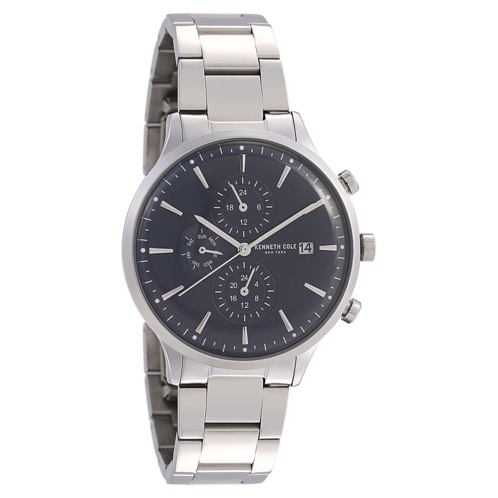 Kenneth Cole Quartz Multifunction Blue Dial Stainless Steel Strap Watch for Men-NCKC15181004MN
