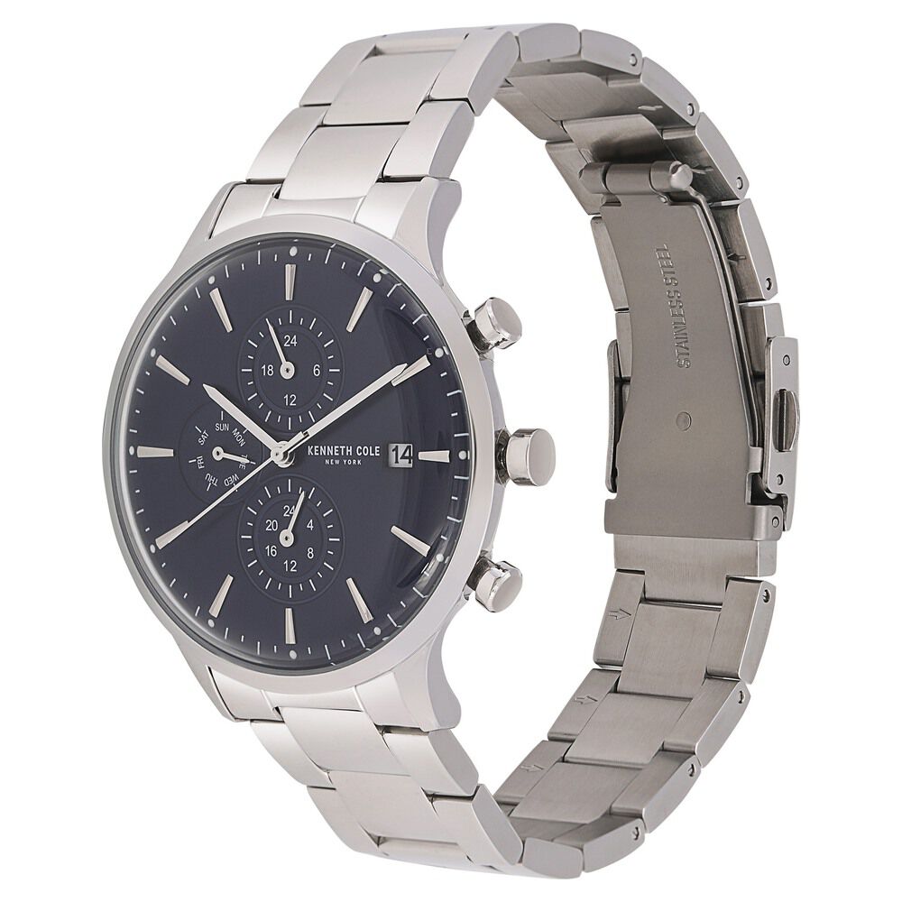 Kenneth Cole Quartz Multifunction Blue Dial Stainless Steel Strap Watch for Men-NCKC15181004MN