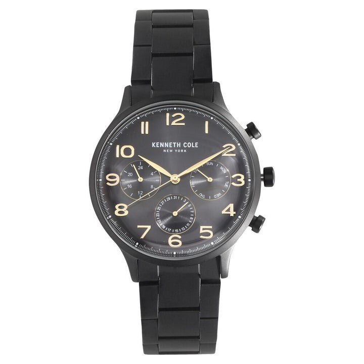 Kenneth Cole Quartz Multifunction Black Dial Metal Strap Watch for Men-NCKC15185001MN