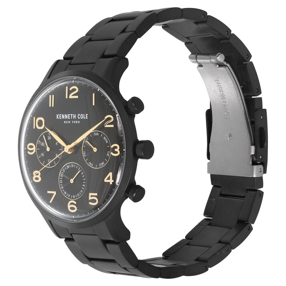 Kenneth Cole Quartz Multifunction Black Dial Metal Strap Watch for Men-NCKC15185001MN
