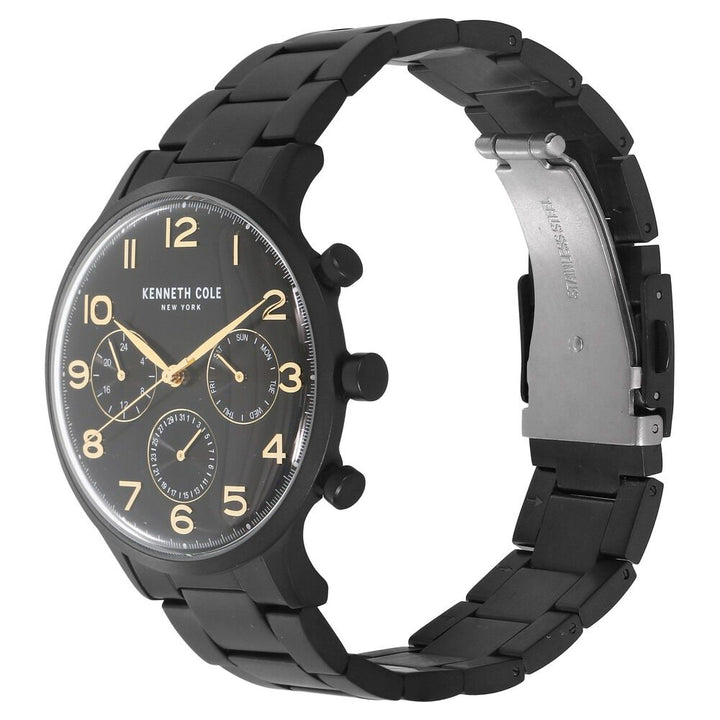 Kenneth Cole Quartz Multifunction Black Dial Metal Strap Watch for Men-NCKC15185001MN