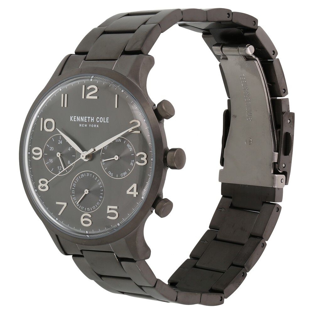 Kenneth Cole Quartz Multifunction Grey Dial Metal Strap Watch for Men-NCKC15185002MN
