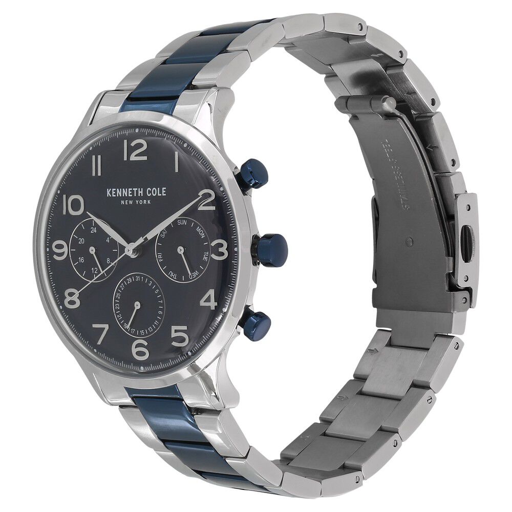 Kenneth Cole Quartz Multifunction Blue Dial Metal Strap Watch for Men-NCKC15185003MN