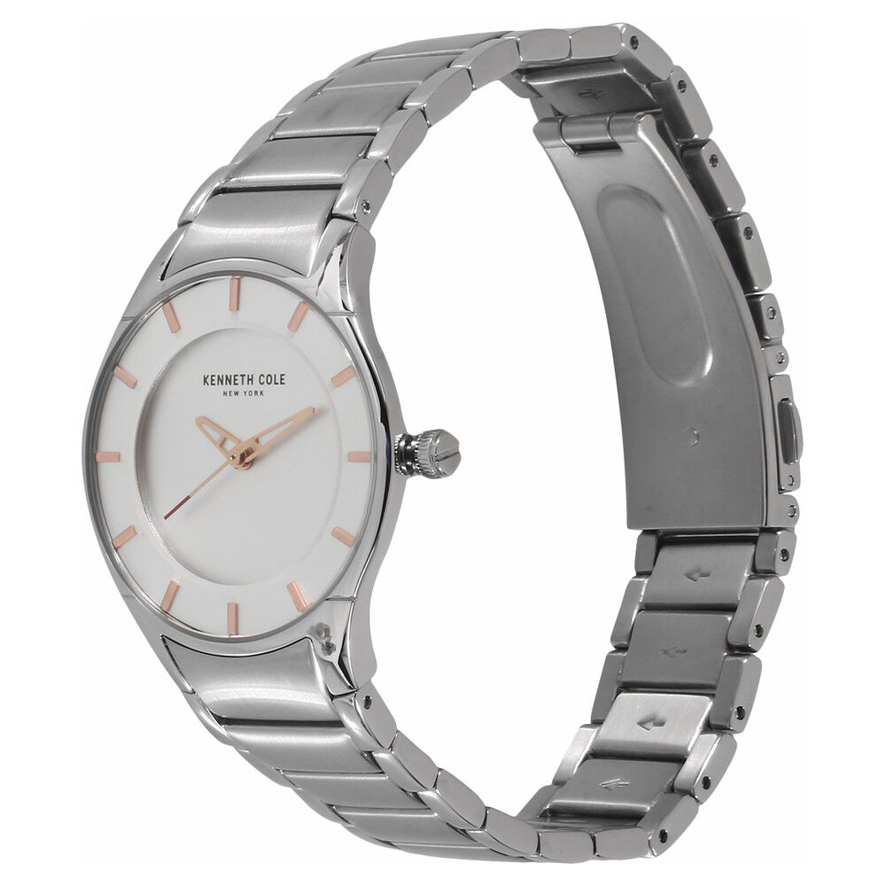 Kenneth Cole Quartz Analog Silver Dial Metal Strap Watch for Men-NCKC15201001MN
