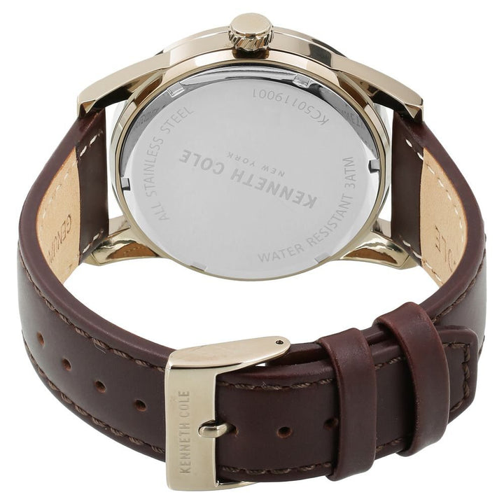 Kenneth Cole Quartz Multifunction Grey Dial Leather Strap Watch for Men NDKC50119001MN