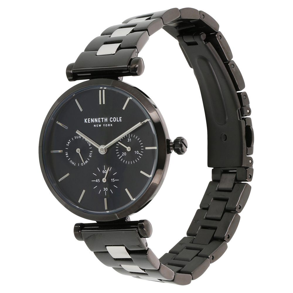 Kenneth Cole Quartz Multifunction Black Dial Stainless Steel Strap Watch For Women