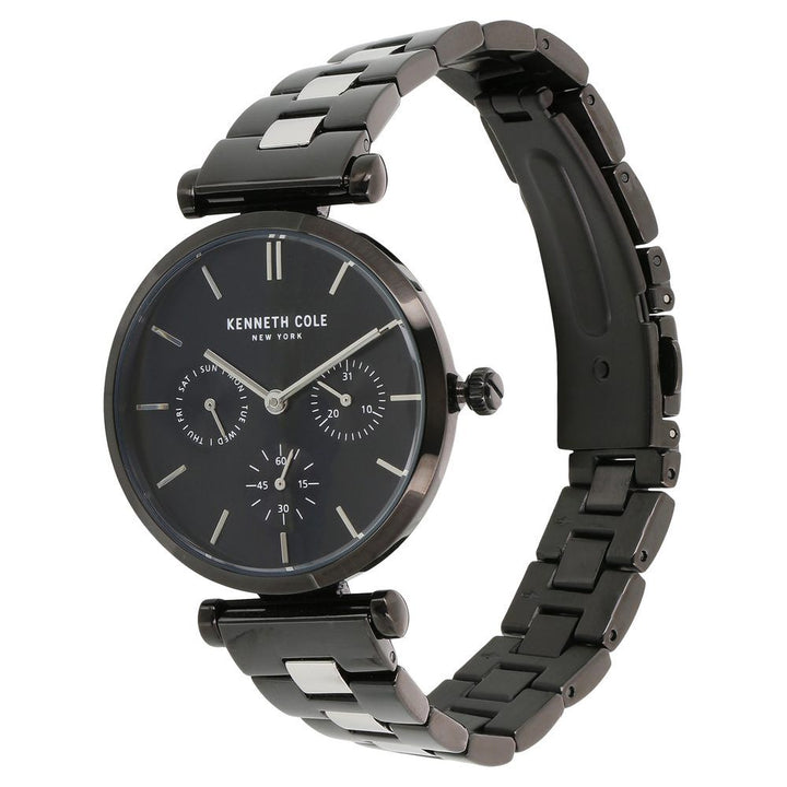 Kenneth Cole Quartz Multifunction Black Dial Stainless Steel Strap Watch For Women