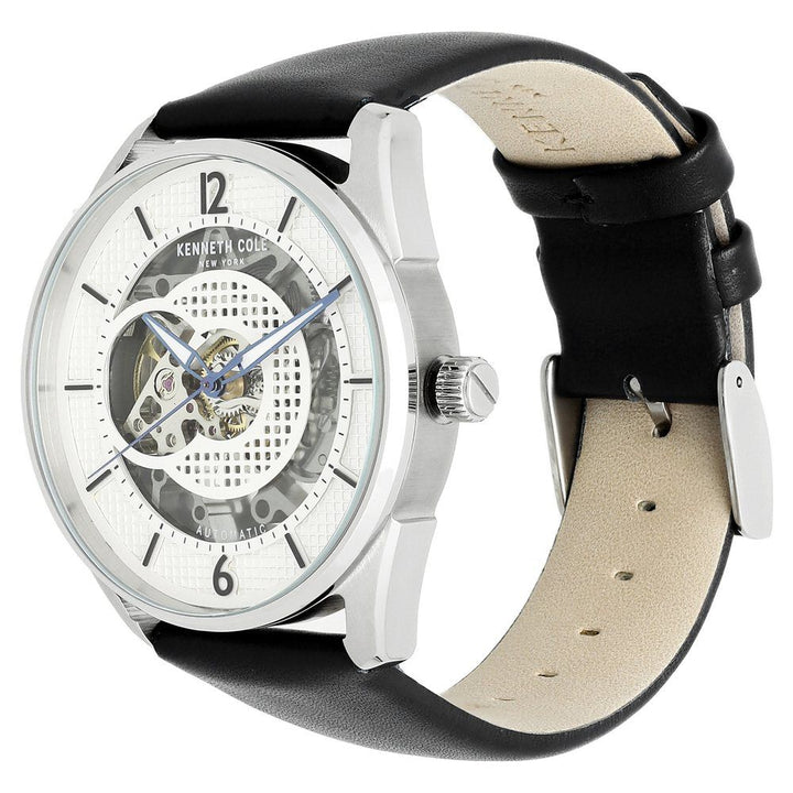 Kenneth Cole Automatic Silver Dial Leather Strap Watch for Men-NCKC50205001MN