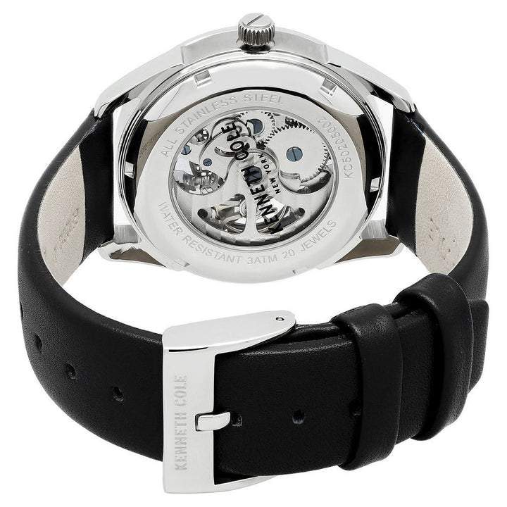Kenneth Cole Automatic Silver Dial Leather Strap Watch for Men-NCKC50205001MN
