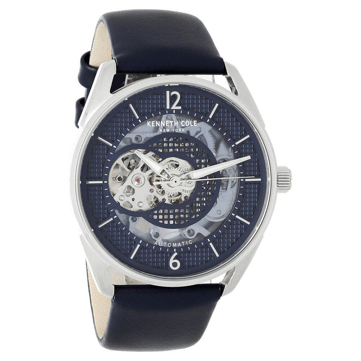 Kenneth Cole Automatic Blue Dial Leather Strap Watch for Men-NCKC50205002MN