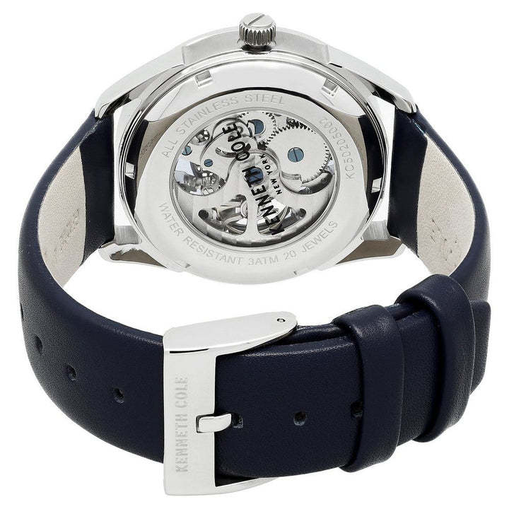 Kenneth Cole Automatic Blue Dial Leather Strap Watch for Men-NCKC50205002MN