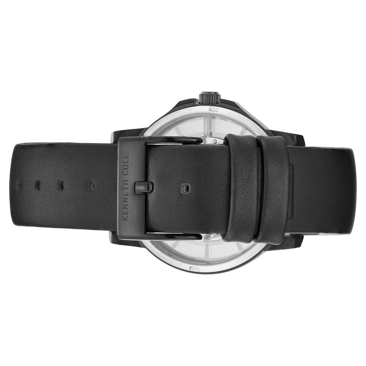 Kenneth Cole Automatic Blue Dial Leather Strap Watch for Men-NCKC50227002MN