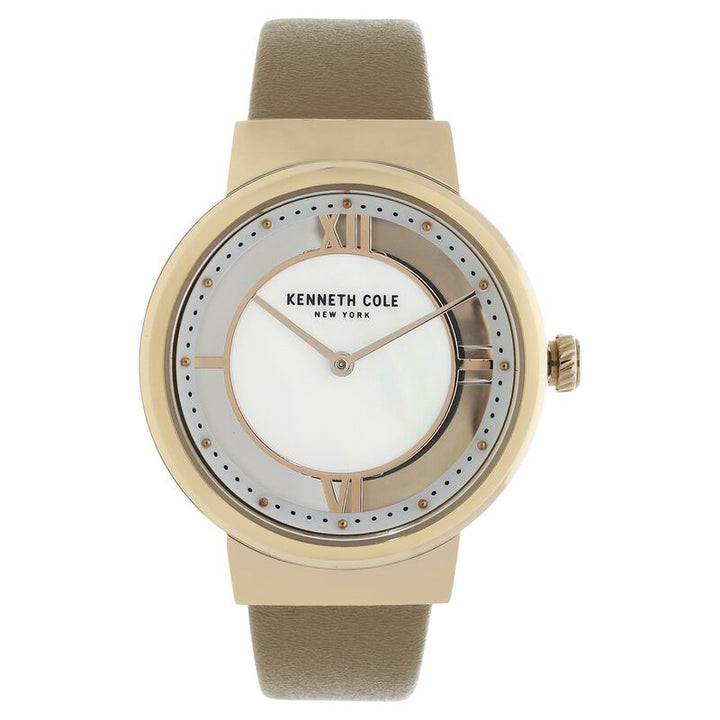 Kenneth Cole Quartz Analog Mother Of Pearl Dial Leather Strap Watch For Women