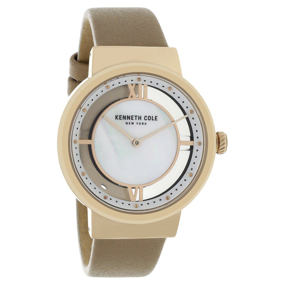 Kenneth Cole Quartz Analog Mother Of Pearl Dial Leather Strap Watch For Women